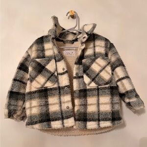 Zara Shearling Plaid Jacket
